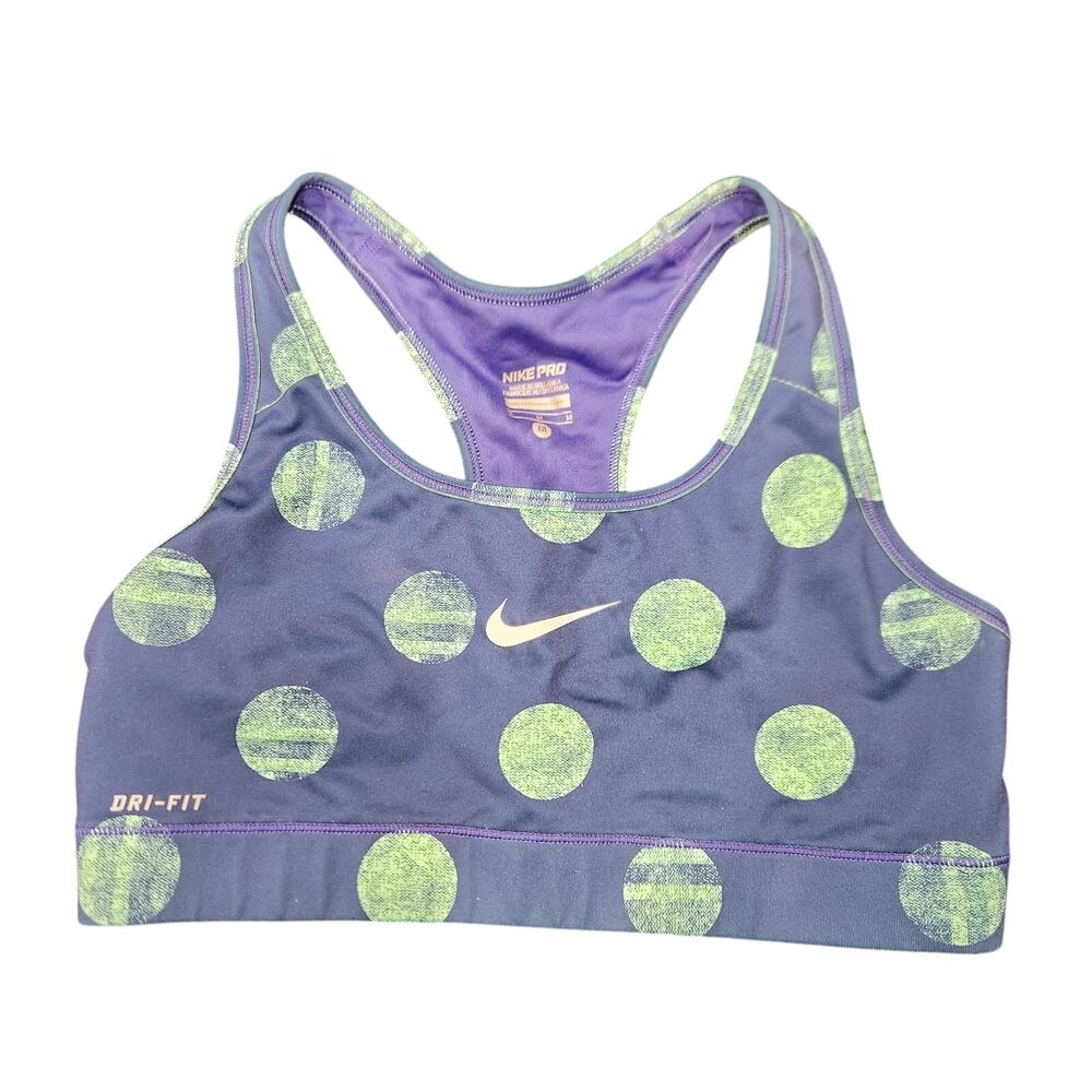 Nike Medium Navy With green Polka-dot Sports Bra